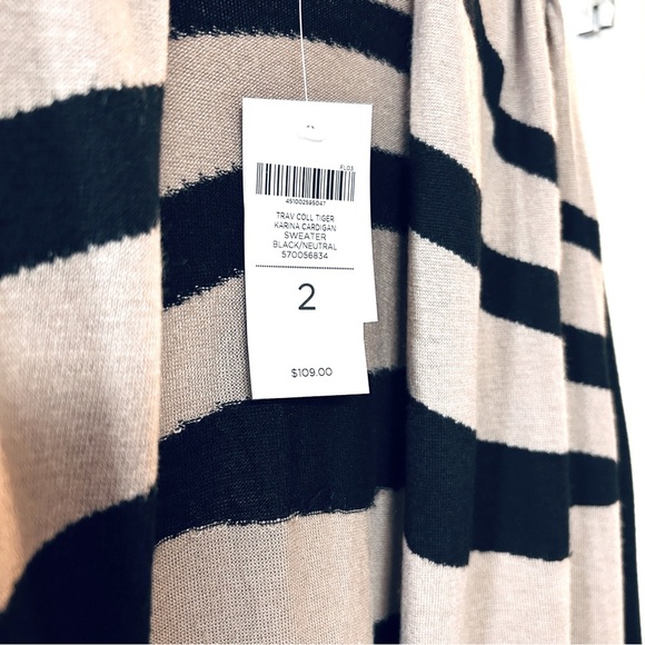 NWT!!  Chico’s Cardigan – Bold Black & Tan Zebra Stripe – Large (Chico's 2) - Picture 2 of 6